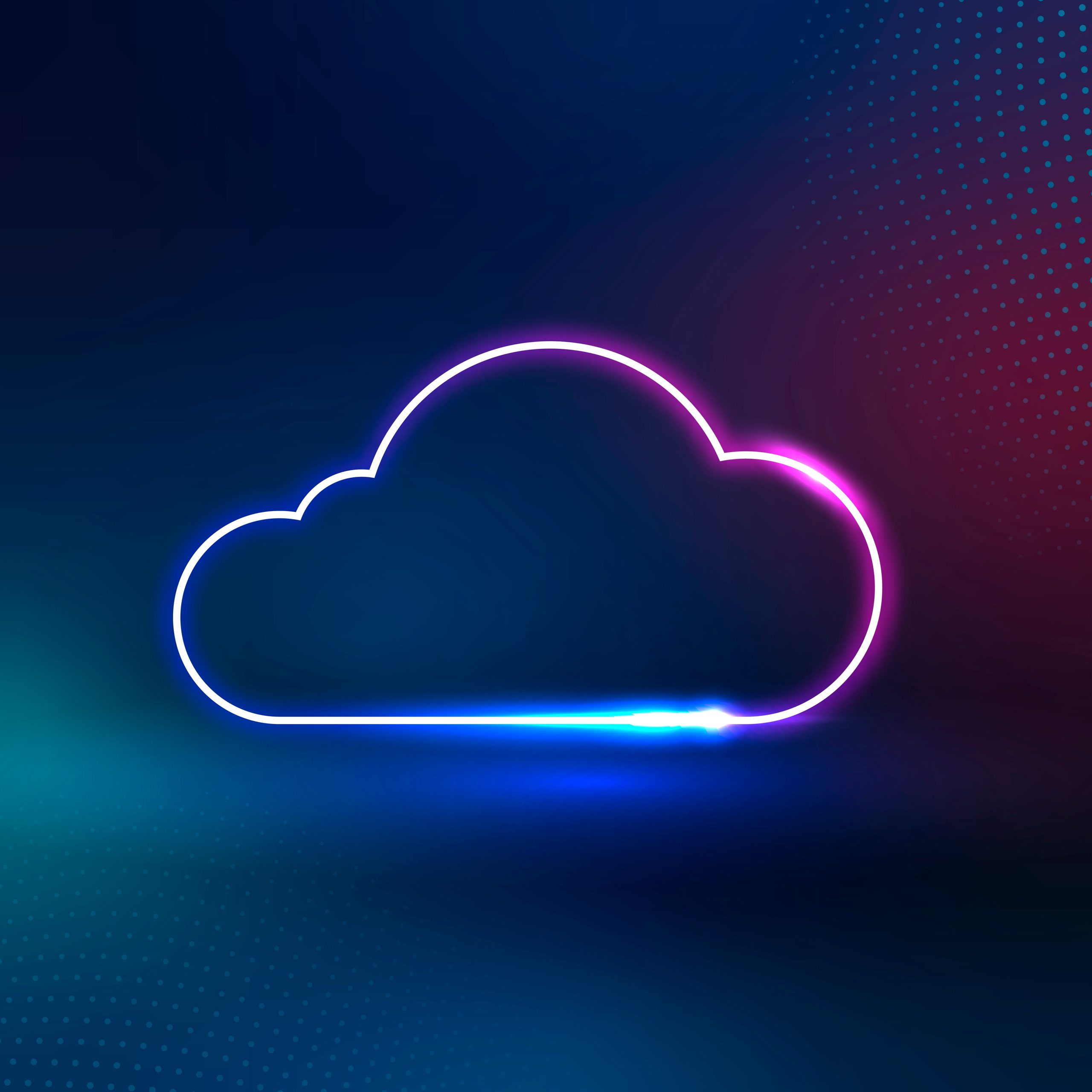 Pink neon cloud icon vector digital networking system